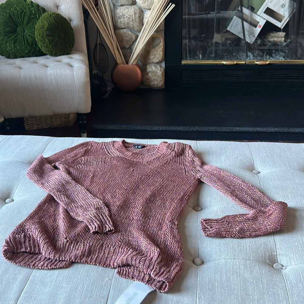 Theory Womens Back Slit Scoop Neck Open Knit Sweater Orange 🍊